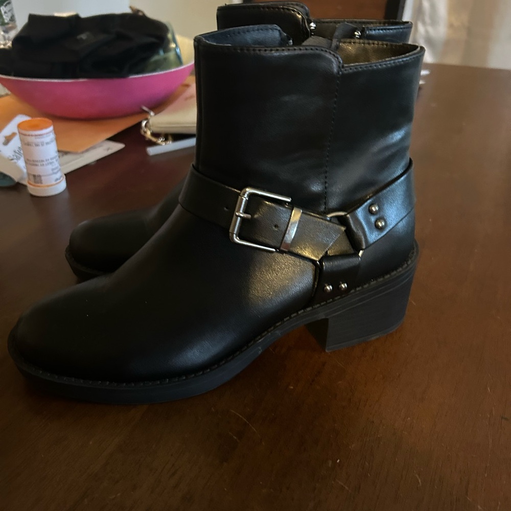 XOXO Black Ankle Boots with Buckle Detail